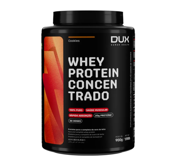 Whey Protein Concentrado Dux 900g Sabor Morango